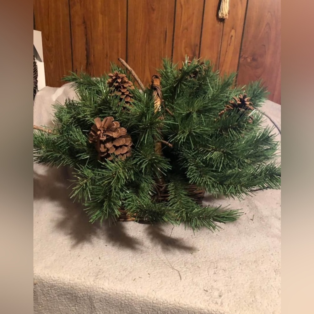 Festive Green Pinecone Basket
